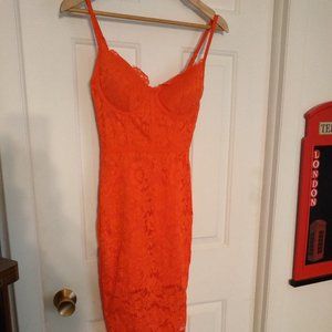 Fashion Nova Orange lace dress XS